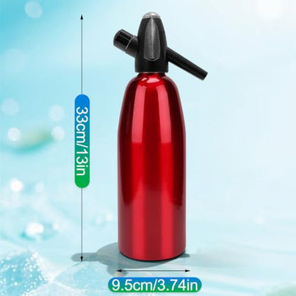 Soda Siphon, 1L Portable Seltzer Maker - Retro-Style Sparkling Water Machine for Homemade Carbonated Drinks, Juices & Cocktails, Uses 8g CO2 Cartridges (Cartridges Not Included) - (Red)