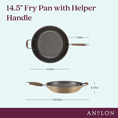 Anolon Advanced Home Hard Anodized Nonstick Frying Pan, 14.5 Inch – Large Skillet with Helper Handle, 14 Inch Nonstick Frying Pan, Durable Cookware - Bronze