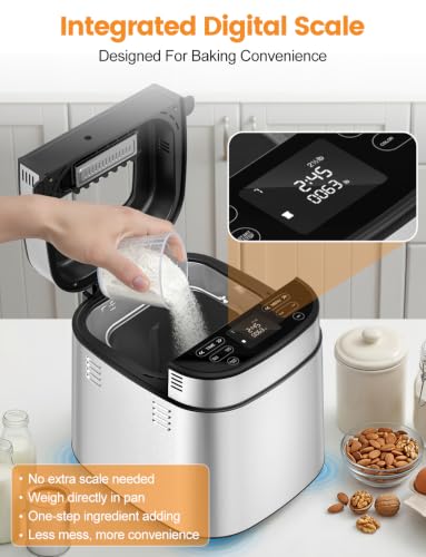 LCKSMAL 2026 Upgraded 2.5LB Bread Maker with Built-in Electronic Scale
