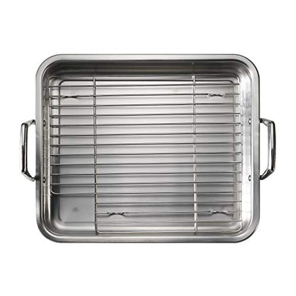 Tramontina 15-Inch Stainless Steel Roasting Pan with Rack, Turkey Roaster for Oven, Dishwasher Safe, Made in Brazil