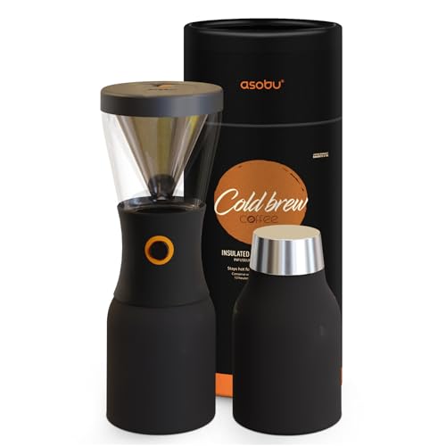 asobu Cold Brew Coffee Maker, Award-Winning 40oz Insulated Cold Brew Brewer with Portable Stainless Steel Carafe – No.1 Europe Coffee Fest Winner, Leakproof, BPA-Free, Keeps Cold 24H