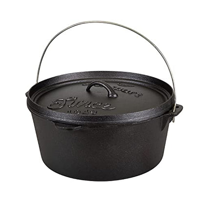 Stansport's Cast Iron Dutch Oven with Lid (16033) - Large 8 Quart Capacity, Durable Cast Iron Construction, Perfect for Outdoor Cooking, Home Kitchen and Camping Trips, Flat Bottom Design