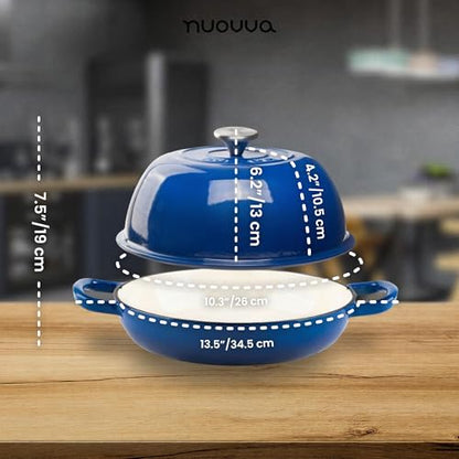 Enamelled Cast Iron Dutch Oven Pot – Dutch Oven For Sourdough Bread Baking – Cast Iron Bread Pot – Dark Blue, 6 Quarts, 26cm – by Nuovva