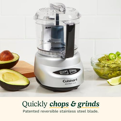 Cuisinart Mini-Prep Plus Food Processor, 3 Cup Mini Food Processor to Chop Herbs, Vegetables, and Hard Cheese, 3 Cup Work Bowl, Reversible Stainless Steel Blade, DLC-2A, White