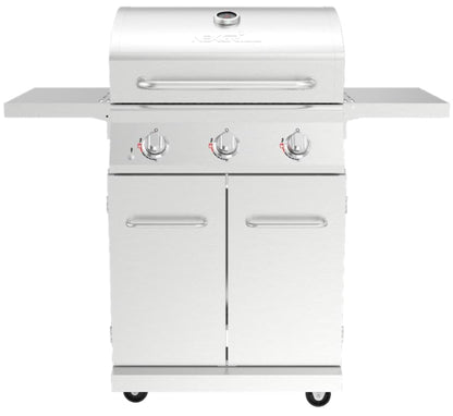 Nexgrill Stainless Steel 3-Burner Propane Gas Grill w/Foldable Side Shelves, 40,500BTUS, 591.05 sq. in. Cooking Area, Perfect for Outdoor Cooking & Grilling, BBQs, Backyard, Tailgating, 720-0830MN