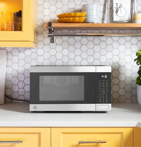 GE 4-in-1 Countertop Microwave Oven, 1.0 Cu Ft, 1050W Convection Microwave with Air Fry & Broil, Compact and Quiet, Stainless Steel, Ideal for Apartments, Dorms & Offices, GCST10A1WSS