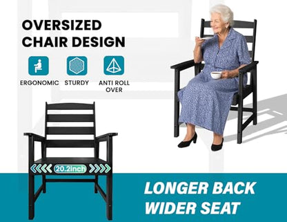 Ayge 9-Piece Outdoor Dining Set – HDPE Patio Furniture for 8 with 2" Hole Cut-Out Table & 8 Chairs, Perfect for Pool, Patio, Garden, Black