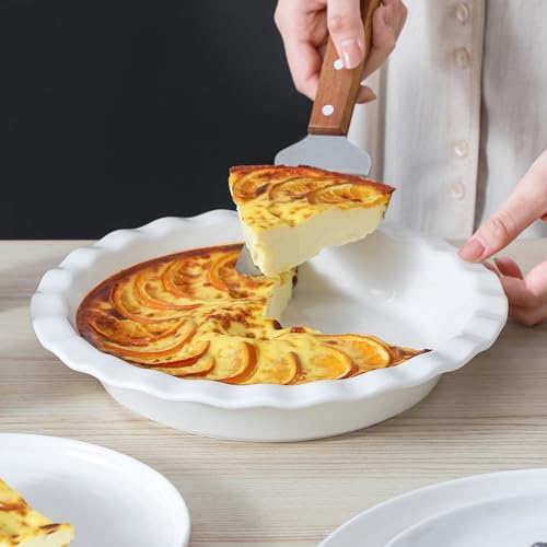 MALACASA Ceramic Pie Pan, Pie Pan for Baking 9 Inch, 40 OZ Pie Plate Round Pie Dish for Baking Fluted Pie Dish Baking Pan, Non Stick Deep Pie Dishes for Quiche, Apple Pies, Pot Pies, Tart, etc.