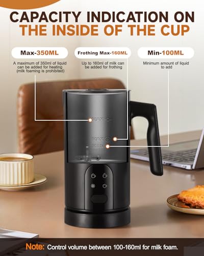 Torlaist Milk Frother and Steamer, 4-in-1 Automatic Electric Milk Frother 11.8oz/350 ml, Instant Hot and Cold Foam Maker, Milk steamer Heater Foamer Warmer for Coffee, Cappuccino, Macchiato, Latte