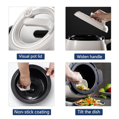 Cplsntaeam Multi-Function Stir-Fry Machine Cooker, Auto Cooking Wok Fried Rice Machine 360° Automatic Rotation, Drum Type Stir Frying Machine for Stir Frying,Stewing,Cooking