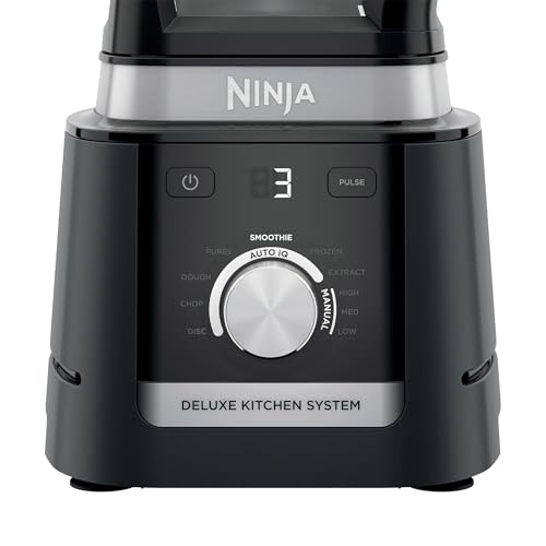 Ninja (Refurbished) CO905KS Deluxe Kitchen System, 1600 WP Auto-IQ Base, 88-oz. Picther, 9-cup Deluxe Food Processor, (2) 24-oz. Single-Serve Cups (Renewed)