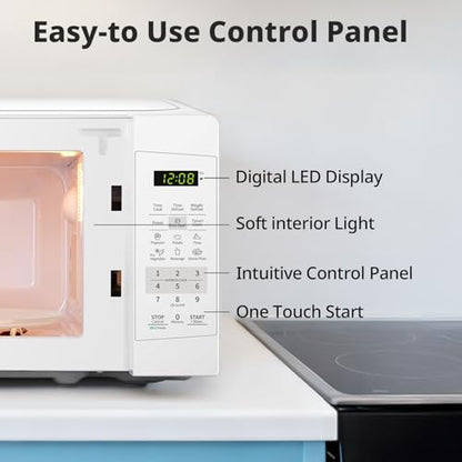 COMFEE' Countertop Microwave Oven, 0.7 Cu.Ft, 700W,Pearl White, ECO Mode