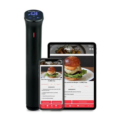 The Lab Made iVide 2.0 Sous Vide Cooker, 1200W WiFi Immersion Circulator, 0.1° Precision, Up to 30L Water Bath