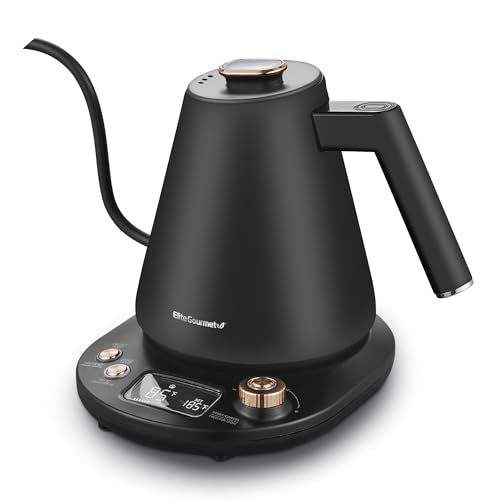 Elite Gourmet EKT3001 1L Digital Kettle, 304 Stainless Steel, Matte Black
