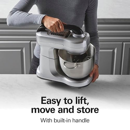 Hamilton Beach Stand Mixer with 4 Quart Stainless Steel Bowl, 7 Speeds, 300 Watt Motor, Silver, R63392 (Renewed)