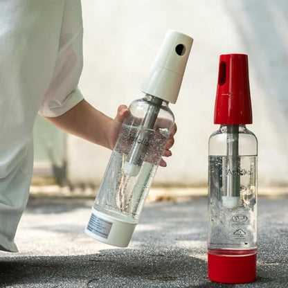 Asfolia Portable Sparkling Water Maker - Travel Soda Maker for Home & Outdoor, 1L Carbonating Bottle, 10 pcs CO2 Cylinders, Compact Carbonated Water Machine for Flavored Drinks, Soda Machine (White)