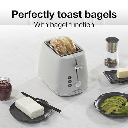 Proctor Silex Plastic 2 Slice Toaster, Bagel, Defrost & Cancel Buttons, Browning Control With 7 Shades, Auto Shutoff, Slide-Out Crumb Tray, Oat White (22660)