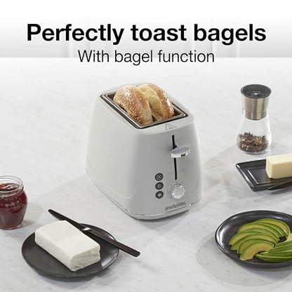 Proctor Silex Plastic 2 Slice Toaster, Bagel, Defrost & Cancel Buttons, Browning Control With 7 Shades, Auto Shutoff, Slide-Out Crumb Tray, Oat White (22660)