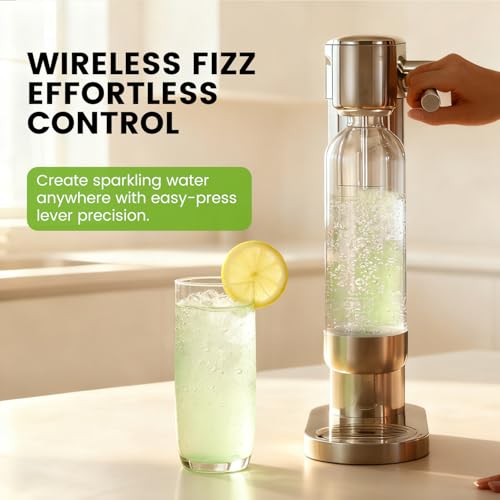 Pupdumm Soda Maker Sparkling Water Maker, Manual Stainless Steel Carbonation Machine for Home, Compatible with 60L Threaded CO₂ Cylinders (Not Included), Water Carbonator with BPA free PET Bottle