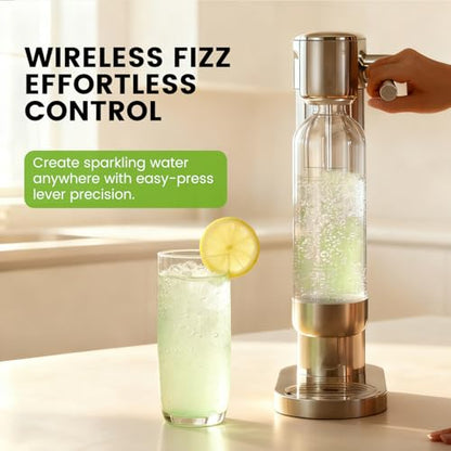 Pupdumm Soda Maker Sparkling Water Maker, Manual Stainless Steel Carbonation Machine for Home, Compatible with 60L Threaded CO₂ Cylinders (Not Included), Water Carbonator with BPA free PET Bottle