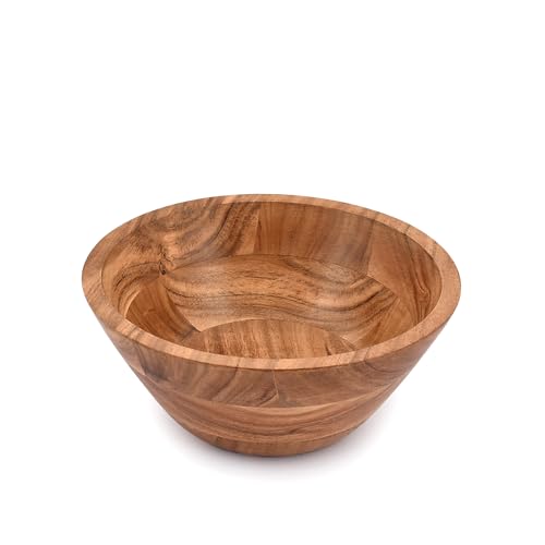 Samhita Acacia Wood Salad Bowl, Perfect for Salad, Vegetables Salad Bowl & Decorative Centerpiece Absolute Beautiful for Your Kitchen (9" x 9" x 4")