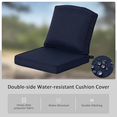Garden lucky Outdoor Deep Seat Cushions, 20x21.5 Inch, Dark Blue, Set of 2