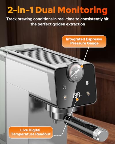 BYESHOP 20 Bar Compact Espresso Coffee Machines with Milk Frother for Home