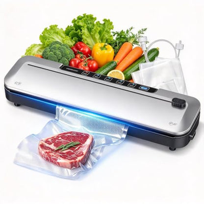 75KPa Vacuum Sealer, Digital Timer, 6-in-1 Dry & Moist Modes Sealer Machine