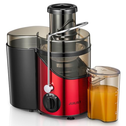 Juicer Machines, Juilist 3" Wide Mouth Juicer Extractor Max Power 800W, for Vegetable and Fruit with 3-Speed Setting, 400W Motor, Easy to Clean, Bright Red
