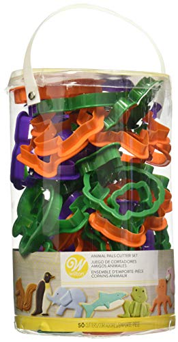 Wilton Animal Pals Cutter Set - Make Cut Out Sugar Cookies or Gingerbread Cookies for Themed Parties like Jungle, Farm, Ocean, 50-Piece