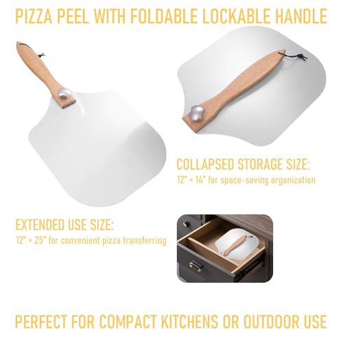 15x12" Pizza Stone For Oven & Grill - 12" Aluminum Pizza Peel - Pizza Cutter & Mini Pizza Spatula Set - Perfect For Baking Homemade Pizza, Bread & Pastry