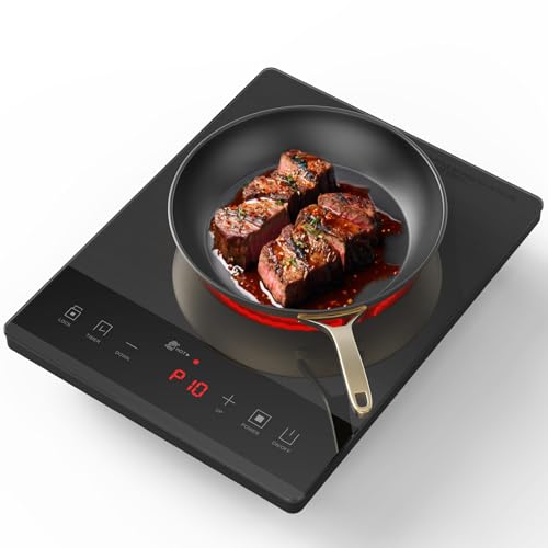 Electric Hot Plate,Nuopuplai Single Countertop Burner Portable Ceramic Cooktop For Cooking Ultra-thin Electric Stove Infrared Cooker,24-Hour Timer Child Safety Lock,Compatible With All Cookware 1800W