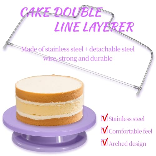Cake Stand Rotating Turntable kit with Reusable Piping Bag and Piping Tips,Offset Spatula,Cake Decorating Tools for Beginners