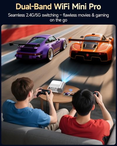 Mini Projector With WiFi and Bluetooth, 400 ANSI Portable Mini Projectors for iPhone, Native 1080P 4K Support Home Theater for Outdoor, 200” Display for Smartphone/HDMI/USB/TV Stick