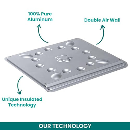 Baker's Secret Pure Aluminum Insulated 16" Cookie Sheet Commercial Grade, 100% Recycled Alu Cookie Sheet Extra Thick - The Natural Aluminum Collection
