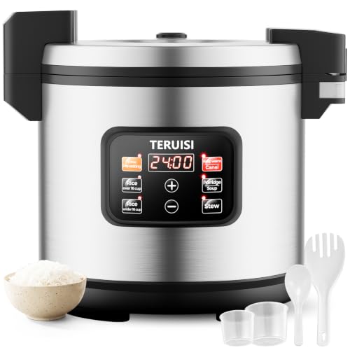 TERUISI Commercial Rice Cooker, 15.85QT/84 Cups Cooked Rice 15L Large Capacity Rice Cooker & Warmer, 1850W Fast Rice Cooker with 6 Functions, LED Display, Non-stick Inner Pot for 25-35 People Use,110V