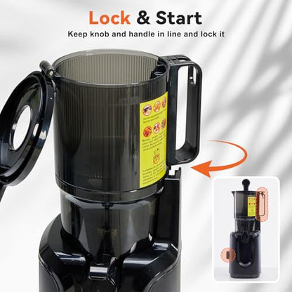 NEWBULIG Juicer Machines, 4.25" Feed Chute Cold Press Juicer, Black