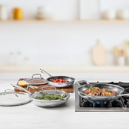 Cuisinart FusionElite+ Hybrid Tri-Ply Stainless Steel Cookware Set, 6-Piece Skillet Cooking Set with PURELYSEAR Ceramic Technology, Scratch Proof, Cool Grip Handles, Dishwasher Safe