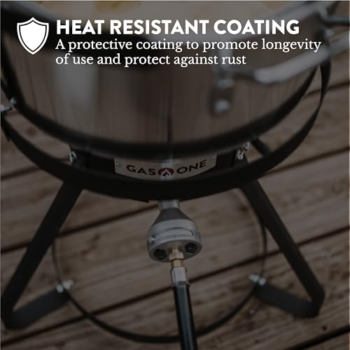 Gas One Propane Deep Fryer with 10Qt Deep Fryer Pot – High Grade Strainer Basket Aluminum Pot for Fish Fry Chicken Wings, Seafood Pot – Propane Burners for Outdoor Cooking Include Thermometer