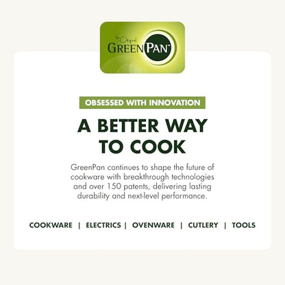 GreenPan Elite 5.5QT Electric Oval Skillet, PFAS-Free Ceramic Nonstick, 1800 Watt, Dishwasher Safe Lid & Removable Crock, Adjustable Temp Control Multi-Cooker, Sear, Sauté, Rice, Stir-Fry, Cream White