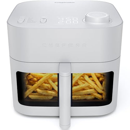 Chefman Crispinator Air Fryer 6-in-1 with 8 Qt capacity, 450°F Max Temp with TurboFry Pro Technology for Fast and Even Results, Viewing Window, Nonstick Ceramic Basket