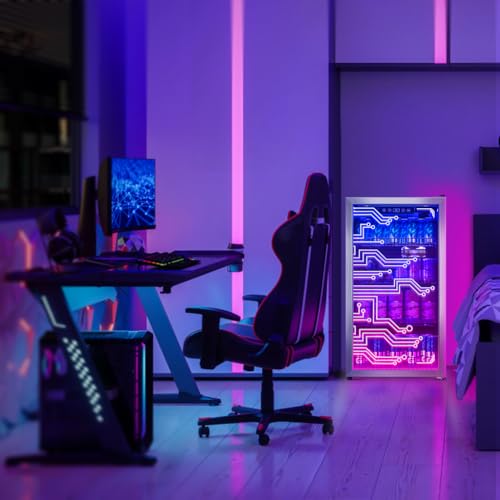 Manastin Gaming Light Up Beverage Refrigertor, Led Lighting Door 120 Cans Freestanding Beverage Fridge, Cyberpunk Beverage Cooler for Gaming, Gaming Room, Bar, Party (Lighting)