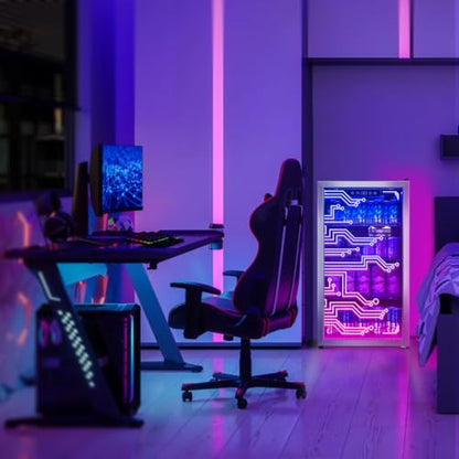 Manastin Gaming Light Up Beverage Refrigertor, Led Lighting Door 120 Cans Freestanding Beverage Fridge, Cyberpunk Beverage Cooler for Gaming, Gaming Room, Bar, Party (Lighting)