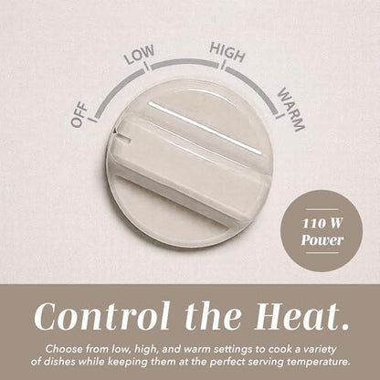 COOK WITH COLOR 2QT Mini Electric Round Slow Cooker - Adjustable Settings, Removable Stoneware Pot, Tempered Glass Lid, Dishwasher Safe, Cool-Touch Side Handles, Sand
