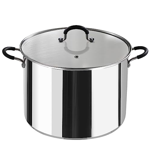 Cook N Home Professional Stainless Steel Stock Pot with Lid, Large Pot with Stay-Cool Handles, Cooking Pot for Pasta, Spaghetti, Compatible with Most Stovetops, Dishwasher Safe, 20-Quart