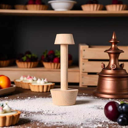 Jinshining Tart Tamper Pastry Tamper Double Side Wooden Egg Tart Tamper Mold DIY Cake Pastry Pusher for Kitchen Party Baking Tools, Pie, Tart and Quiche Pans, 1