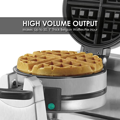 Waring Belgian Waffle Maker with Rotary Feature & 50 Waffles per Hour