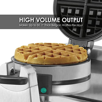 Waring Belgian Waffle Maker with Rotary Feature & 50 Waffles per Hour