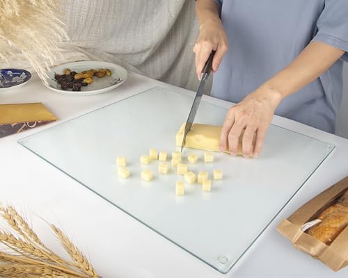 Kitchenville Glass Cutting Board 20”x16”: Tempered Glass Kitchen Counter Protector - Durable- Scratch-Resistant, Heat-Proof - Clear Design