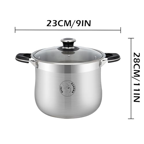 Vivicreate 14.5 Quart Stainless Steel Stock Pot with Lid Large Induction Cooking Pot for Pasta Soup Boiling Stew with Measurement Marks and Handles